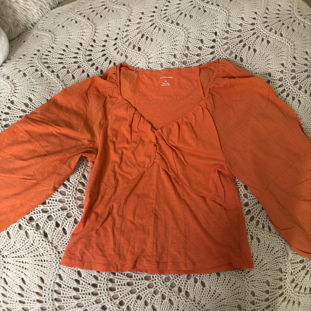 Anthropologie Orange Blouse